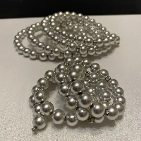 Vintage Silver Ball And Rhinestone Wrap Set - Picture 7 of 12